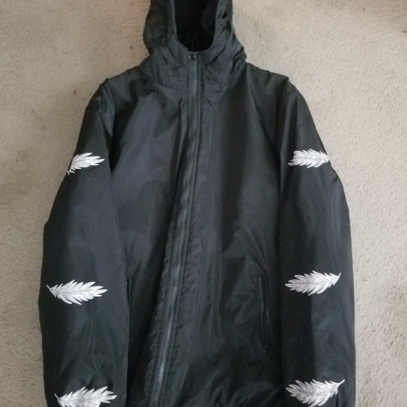 New Black Windbreaker with Design - Picture 3 of 4